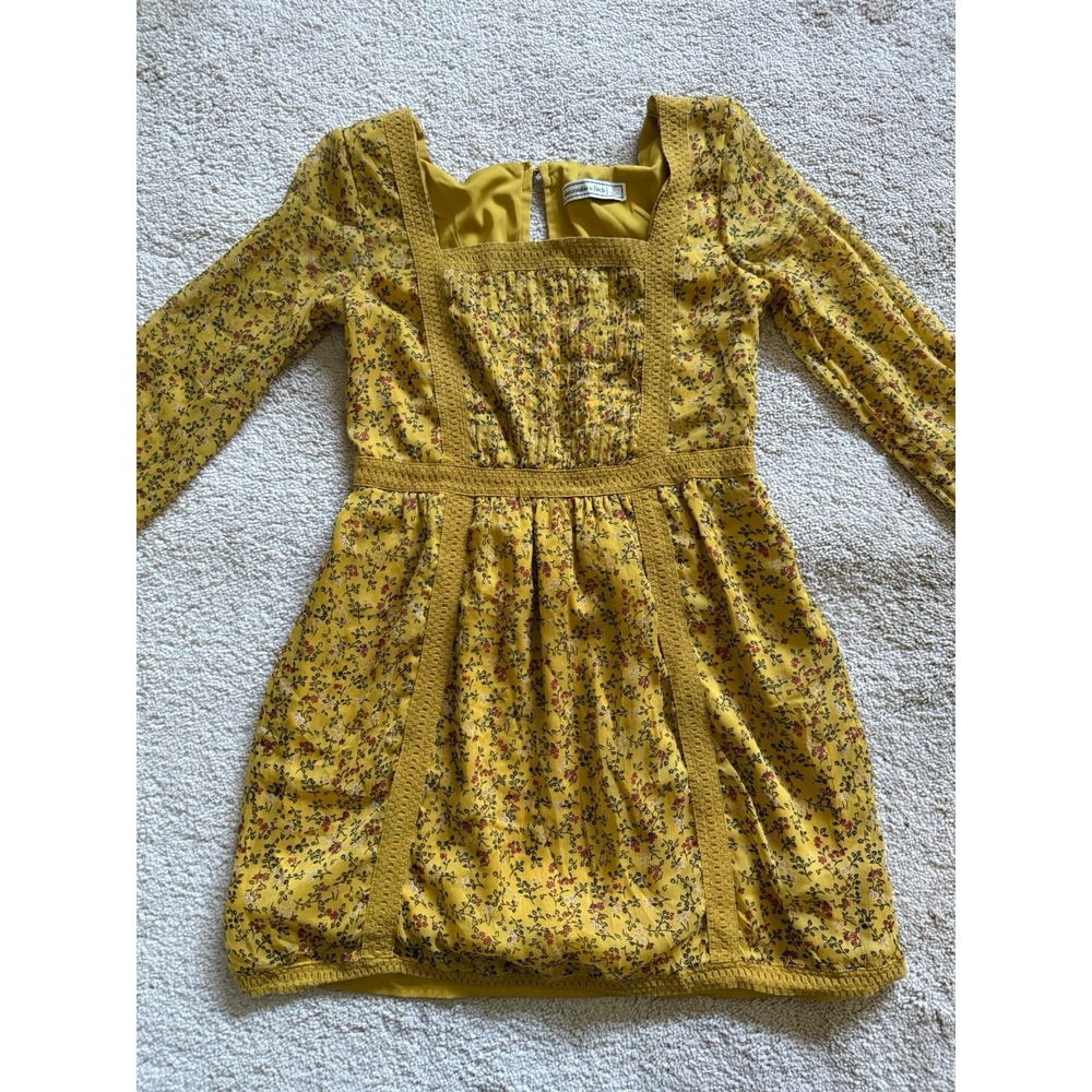 Abercrombie & Fitch‎ MIDI Dress Yellow Floral 3/4" Sleeve Size Small